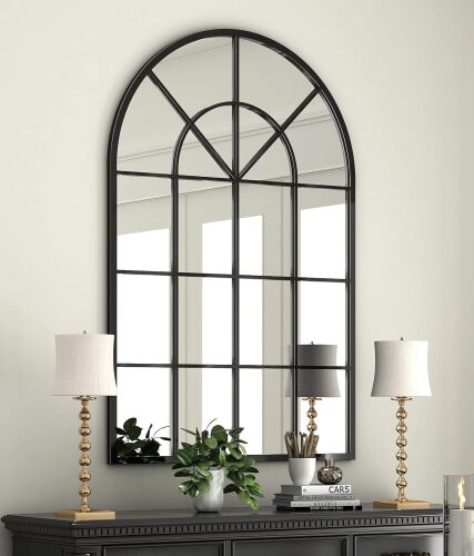 Arched Window Finished Metal Mirror - Lot 3708