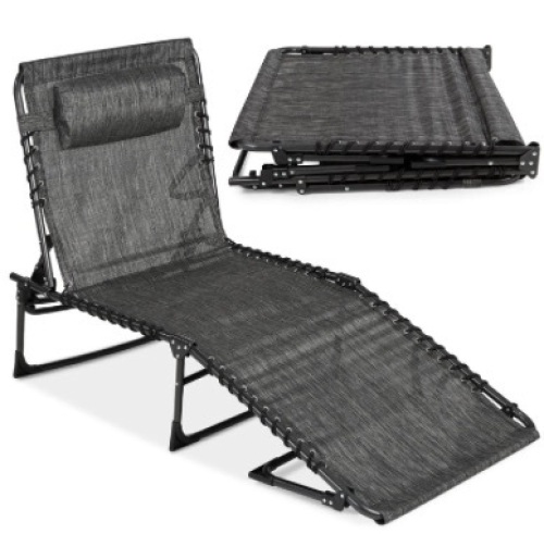 Portable Patio Chaise Lounge Chair Outdoor Recliner w/ Pillow (gray) $99.99 - Lot 52