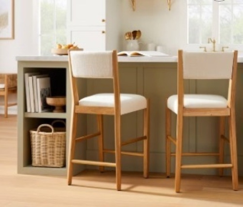 2pk Yalecrest Upholstered Seat and Back with Wood Frame Counter Height Barstools Cream/Natural - Threshold™ designed with Studio McGee $240.00 - Lot 56