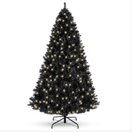 6' Pre-Lit Artificial Black Christmas Tree w/ Incandescent Lights, Metal Stand $199.99 - Lot 80