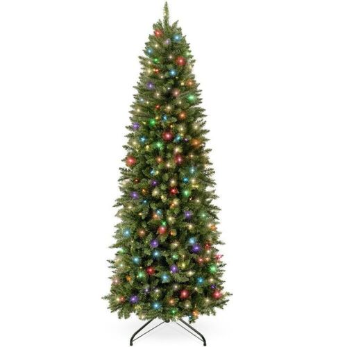 12' Prelit Spruce Pencil Christmas Tree w/ 2-In-1 LED Lights - Lot 106