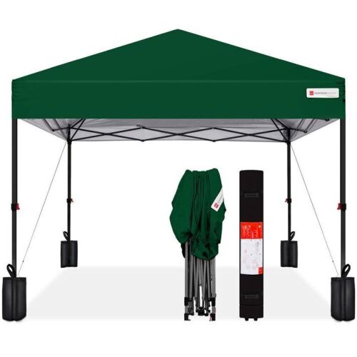 One-Person Setup Instant Pop Up Canopy w/ Case, 4 Weight Bags - 10x10ft - Lot 118