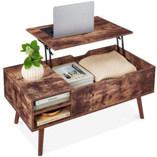 Wooden Mid-Century Modern Lift Top Coffee Table w/ Removable Shelf - Lot 121