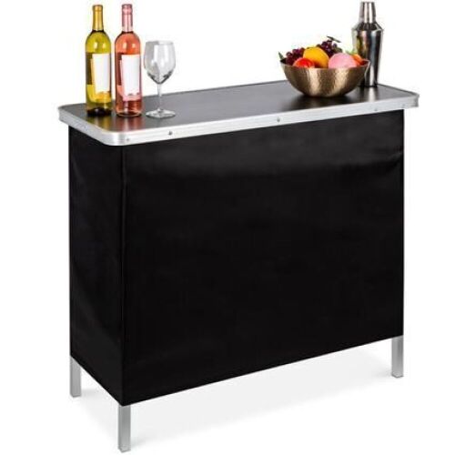 Portable Pop-Up Bar Table w/ Carrying Case, Removable Skirt - Lot 123