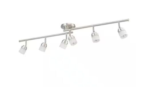 Globe Electric Spence 3.85 ft. 6-Light Brushed Nickel Flexible Track Lighting Kit with Frosted Glass Shades - Lot 219