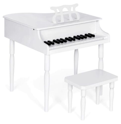 Kids Mini Wooden Grand Piano w/ Lid, Bench, Music Rack, Song Book, Stickers - Lot 257