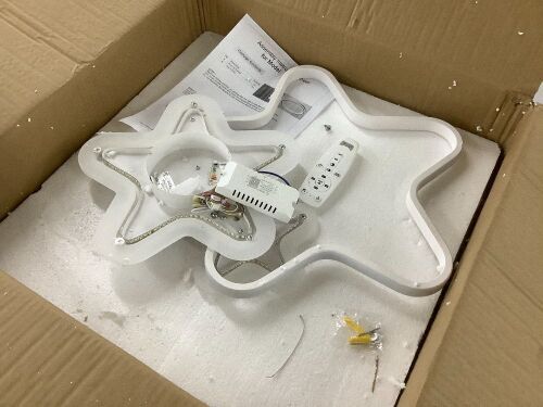 20.5 in. White Modern Creative Star Shape Dimmable LED Flush Mount Ceiling Light with Remote  - Lot 310