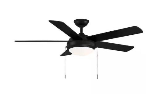 Hampton Bay Claret 52 in. Indoor Matte Black Ceiling Fan with Light Kit - Lot 312
