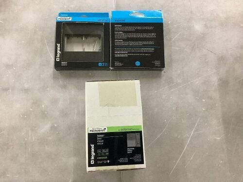 Lot of (2) Legrand Adorne Graphite 2-Gang Screwless Wall Plate with Microban & (1) Adorne 450W CFL/LED Paddle Dimmer, Graphite, with Microban - Lot 315