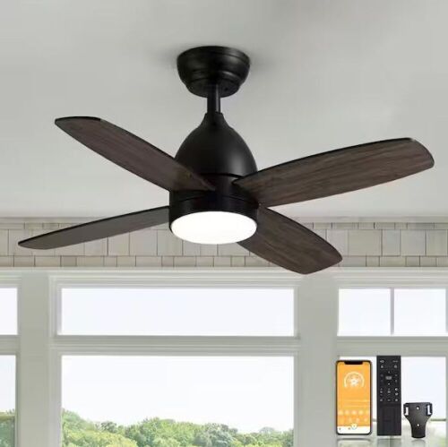 ANTOINE 36 in. Dimmable LED Indoor Black Ceiling Fan with Remote  - Lot 316