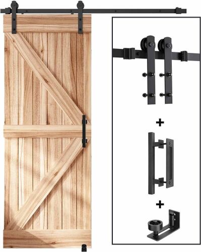 EaseLife 5.5 FT Sliding Barn Door Track and Handle Hardware Kit - Lot 323