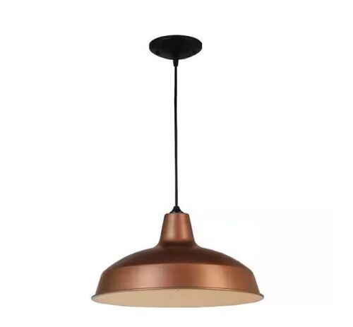Hampton Bay 1-Light Glossy White Warehouse Pendant with Metal Shade - Lot 340