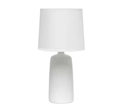 Simple Designs 15 .75 in. Off White Textured Linear Ceramic Table Lamp - Shade Dented - Lot 348