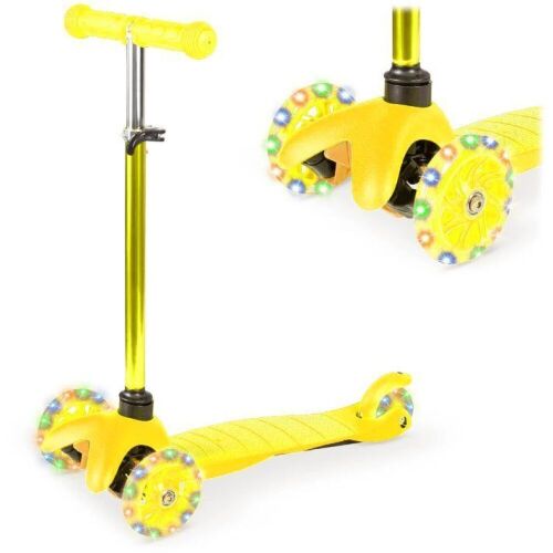 Kids Mini Kick Scooter Toy w/ Colorful Light-Up Wheels, Adjustable T-Bar - Lot 369