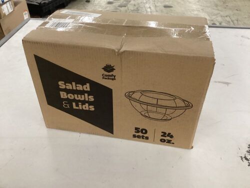 Plastic Salad Bowls & Lids 24oz, 50 Sets  - Lot 406
