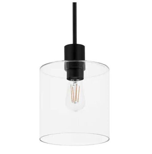 Hampton Bay Sutton Place 1-Light Matte Black Pendant - Lot 446