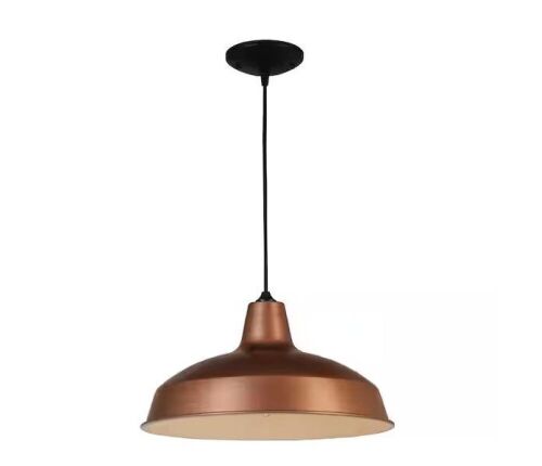 Hampton Bay 1-Light Vintage Copper Warehouse Pendant with Metal Shade - Lot 451