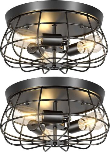 Elibbren 2 Pack Vintage Semi Flush Mount Ceiling Light - Lot 461