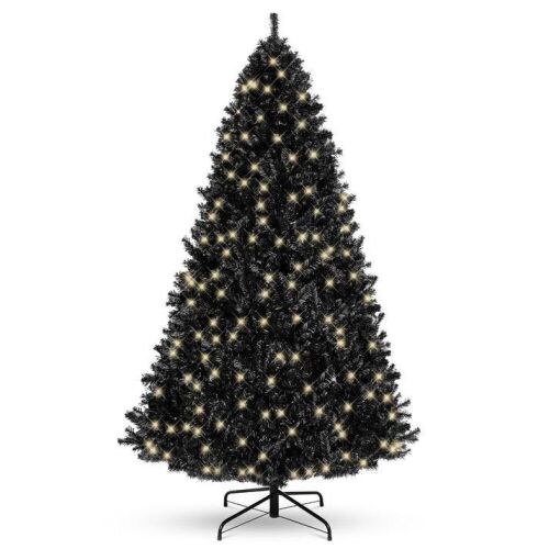 4.5' Pre-Lit Artificial Black Christmas Tree w/ Incandescent Lights, Metal Stand - Lot 465