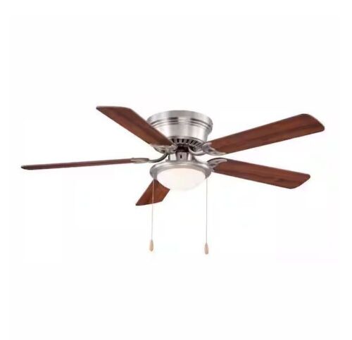 Hugger 52 in. LED Indoor Brushed Nickel Ceiling Fan with Light Kit - Lot 511