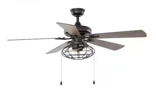 Home Decorators Collection Ellard 52 in. LED Indoor Matte Black Ceiling Fan with Light - Lot 512