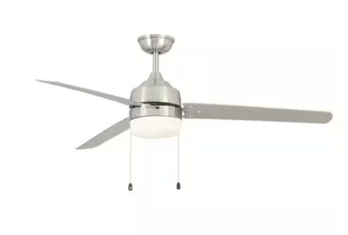 Home Decorators Collection Carrington II 60 in. LED Indoor/Outdoor Brushed Nickel Ceiling Fan with Light - Lot 513
