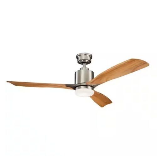 KICHLER Ridley II 60 in. Indoor Brushed Stainless Steel Downrod Mount Ceiling Fan with Integrated LED with Wall Control Included - Lot 515