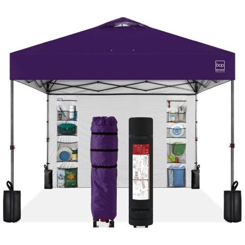 One-Person Setup Instant Pop Up Canopy w/ Side Wall, Carrying Case - 10x10ft - Lot 539