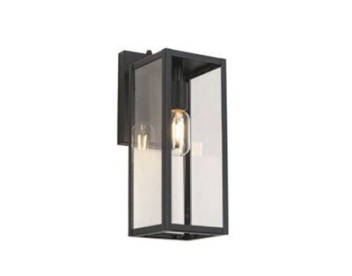 1-Light Matte Black Metal Outdoor Hardwired Wall Sconce - Lot 542