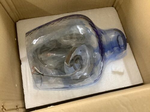 CRAFTMADE Pendant 60-Watt 1-Light Chrome Island Mini Pendant Light w/Blue/Clear Hand-Blown Glass, No Bulb Included - Lot 558