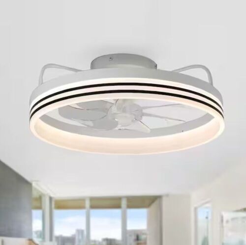 20 in. LED Indoor White Bladeless App Control Smart Low Profile Ceiling Fan Flush Mount Dimmable  - Lot 613