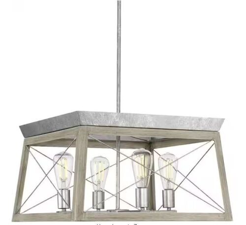 Progress Lighting Briarwood Collection 4-Light Bleached Oak Farmhouse Square Chandelier Light - Lot 617