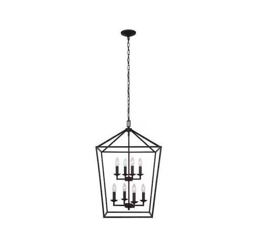 Home Decorators Collection Weyburn 8-Light Bronze Farmhouse Chandelier Light Fixture with Caged Metal Shade - Lot 718