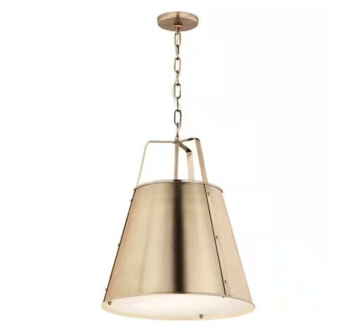 KICHLER Etcher 18 in. 2-Light Champagne Bronze Traditional Shaded Hanging Pendant Light with Metal Shade - Lot 810