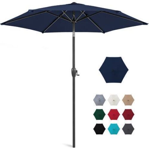 Outdoor Market Patio Umbrella w/ Push Button Tilt, Crank Lift - 7.5ft - Lot 836