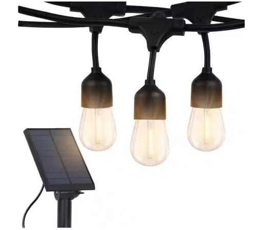 Brightech Ambience Pro 12-Light 27 ft. Outdoor Solar 2W 2700k LED S14 Hanging Edison Bulb String-Light - Lot 851