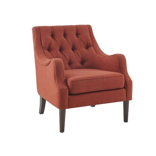 Madison Park Qwen Button Tufted Accent Chair in Spice - Lot 59