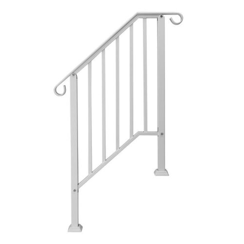  2 Steps Wrought Iron Stair Rail Matte White - Lot 280