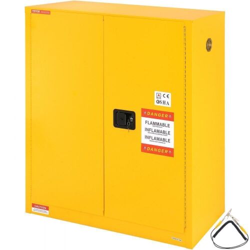 VEVOR 30 Gal Cold-Rolled Steel Flammable Liquid Storage Cabinet, 43.1x18.1x50.1 in Explosion Proof with 1 Adjustable Shelf 2 Manual Closing Doors - Lot 17