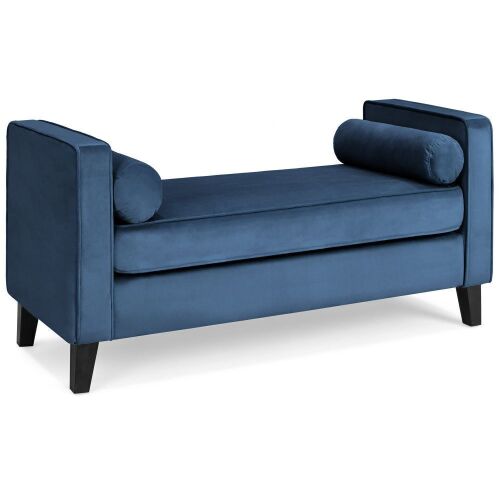 53" Velvet Accent Ottoman Bench w/ 2 Bolster Pillows, Wood Legs - Lot 86