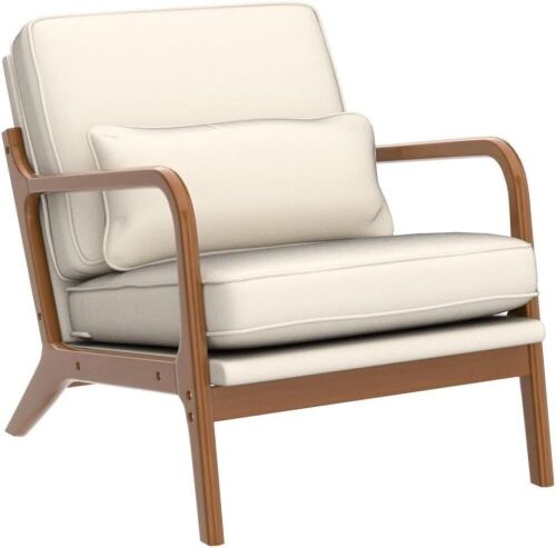Mid-Century Modern Upholstered Accent Chair with Pillow - Lot 85