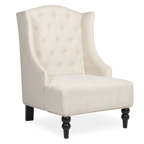 French Style Tall Wingback Tufted Fabric Accent Chair - Lot 78