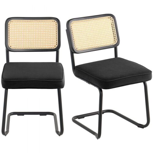 VEVOR Upholstered Velvet Dining Chair with Rattan Back, Set of 2 - Lot 471