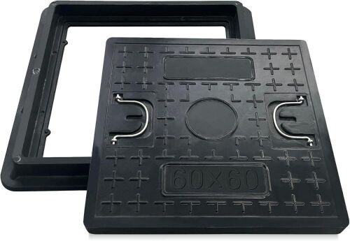 Reinforced Steel Embedded Non-slip Manhole Cover with Handles 24" x 24"  - Lot 373