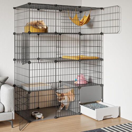 Oneluck Cat Cage with Litter Box, 41.3" L x 17.8" W x 55.1" H - Lot 375