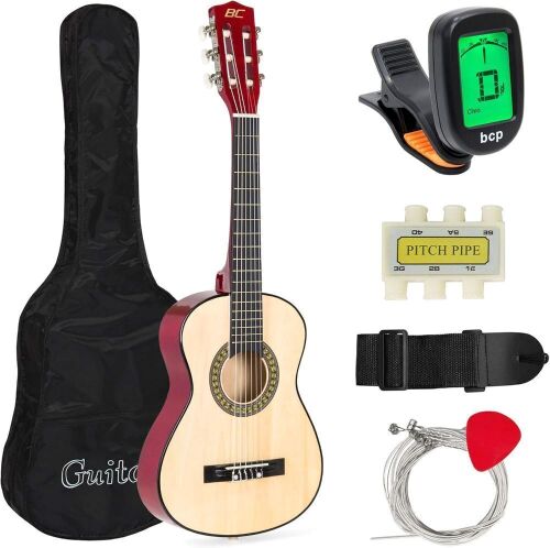 30in Kids Classical Acoustic Guitar Beginners Set w/Carry Bag, Picks, E-Tuner, Strap - Lot 424