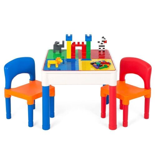  3-in-1 Kids Activity Table Set w/ Building Block Table, Craft Table, Water Table, Storage, 2 Chairs - Lot 387