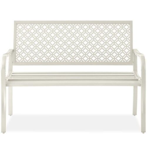 Indoor Outdoor Steel Bench w/ Geometric Backrest, Foot Levelers - Lot 172