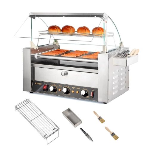 ROVSUN 7 Rollers 1200W 18 Hot Dog Roller Grill with Cover & Bun Warmer - Lot 42