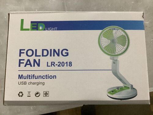 Lot of (2) Folding Rechargeable Fan With LED Light - Lot 177